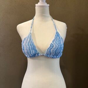Blue and White Halter Bikini Top